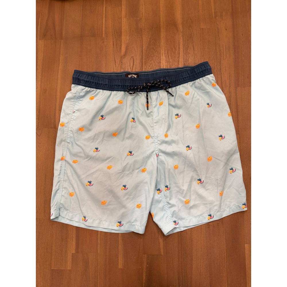 Billabong All Day Layback Board Shorts Mens XL Blue Tropical‎ Fruit Print Trunks